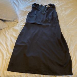 Scalloped neck gray stretchy soft dress